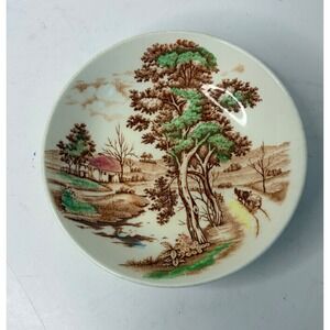 Nasco Country Scene Hand Painted Small Bowl Japan Horse Carriage Landscape 5.5"